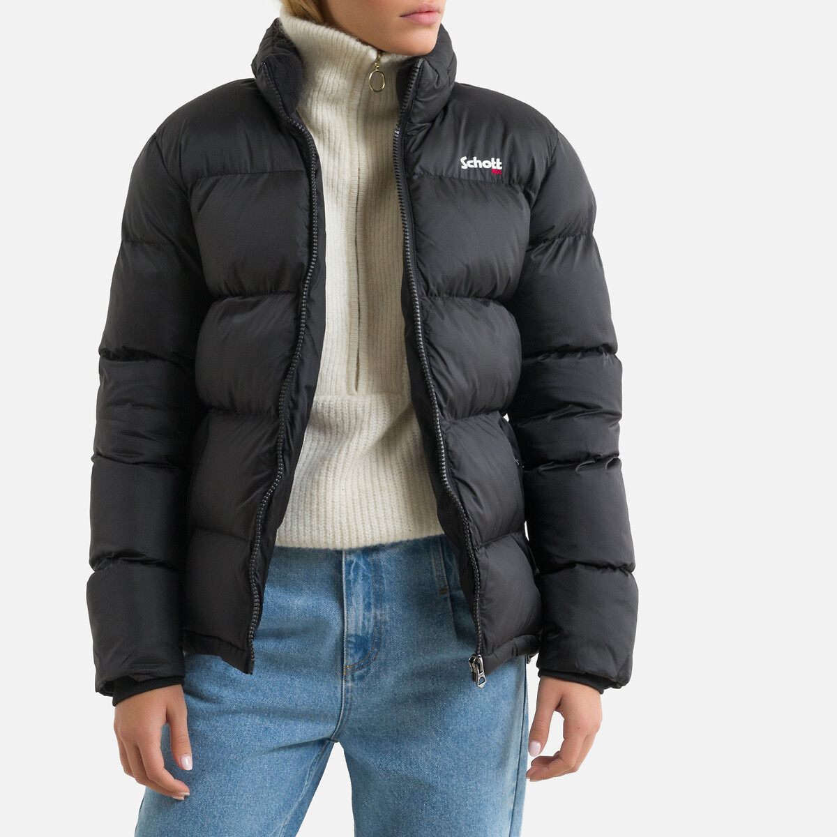 Padded Puffer Jacket with Embroidered Front
