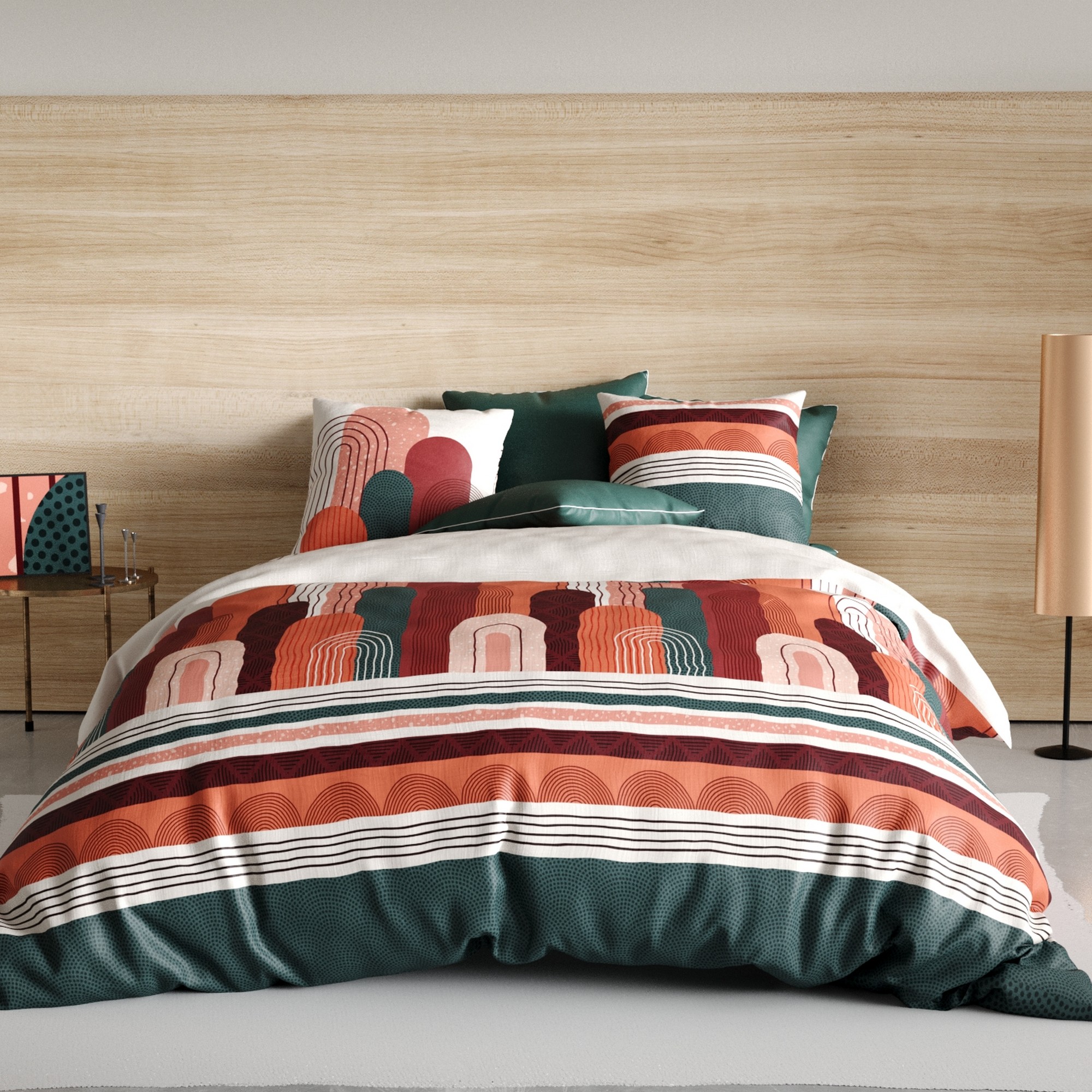 Parure de lit en 100% coton à motifs avec housse de couette + taie d’oreiller, EDEN