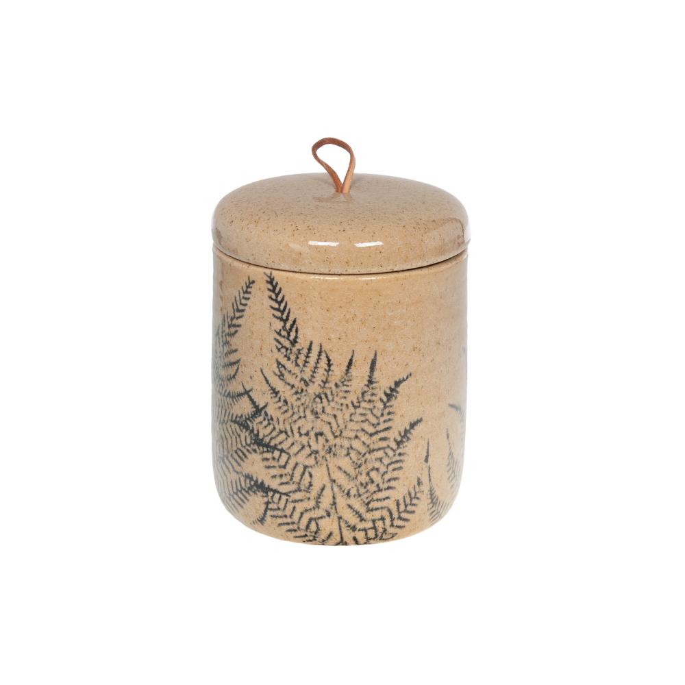 Boîte fougère marron H16,5 cm en céramique, AMADEUS