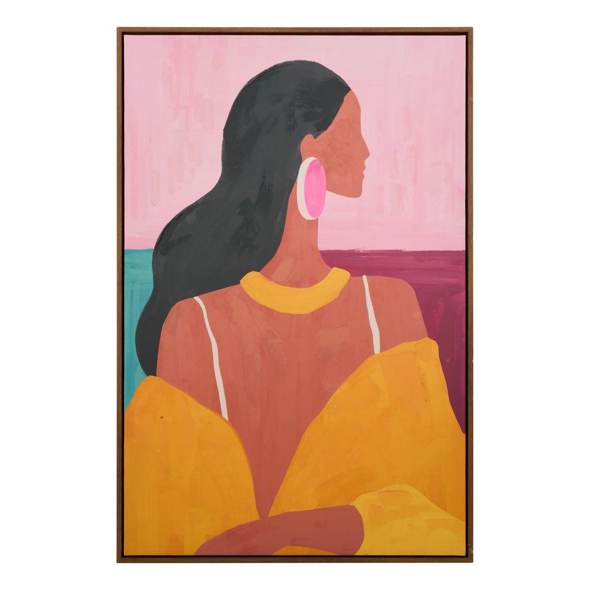 Toile peinte encadrée portrait féminin MARTHA, ATMOSPHERA