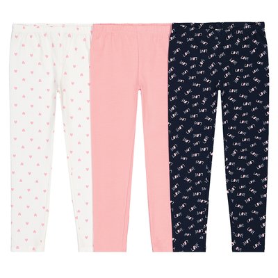 Pack of 3 Leggings in Organic Cotton, 3-12 Years LA REDOUTE COLLECTIONS