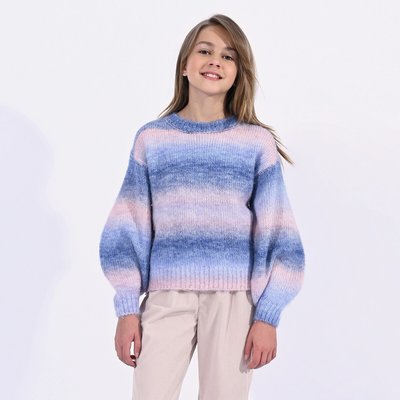 Chunky Knit Jumper with Puff Sleeves and Crew Neck MOLLY BRACKEN GIRL