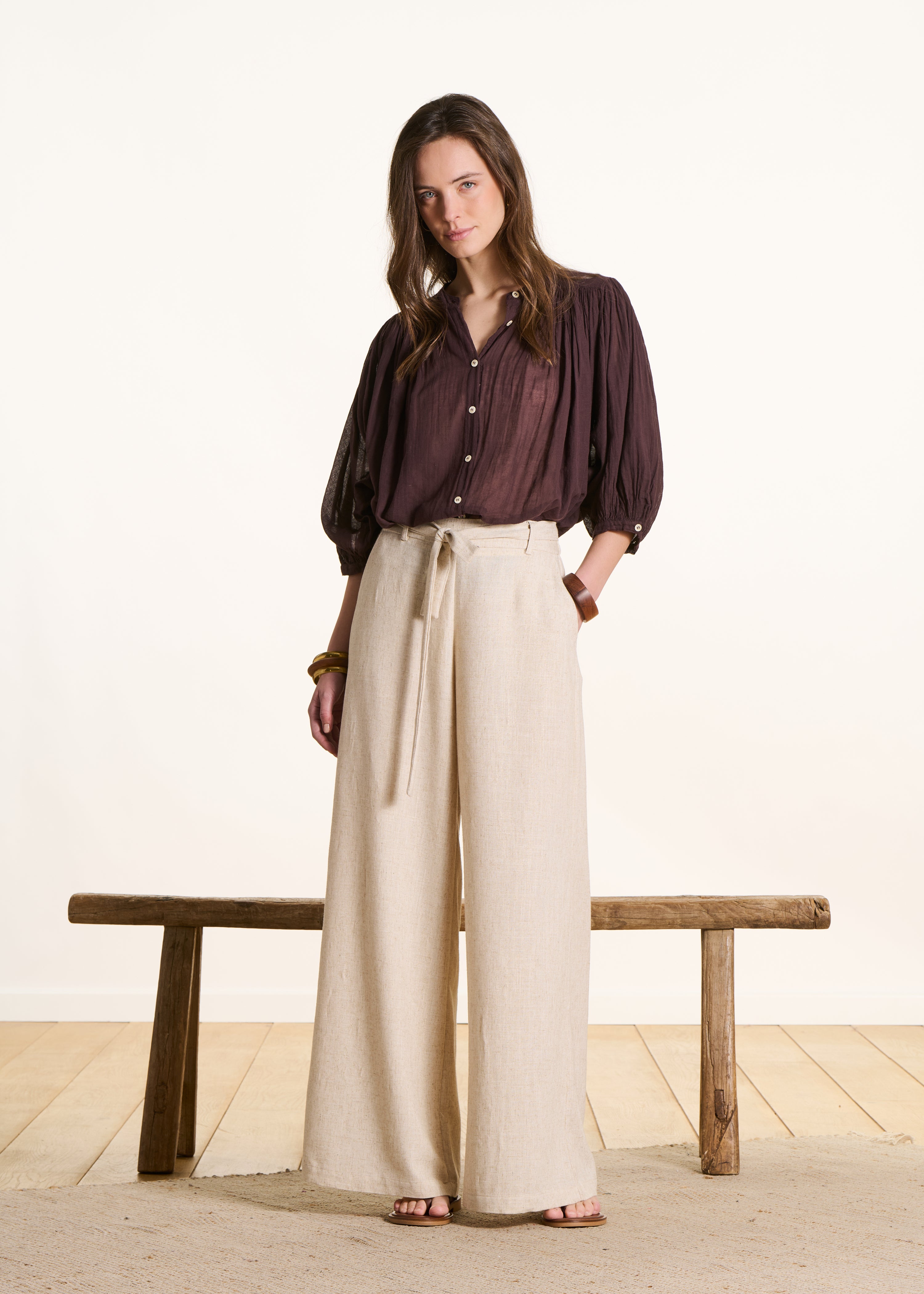 Pantalon large irisé avec ceinture à nouer, LA FEE MARABOUTEE
