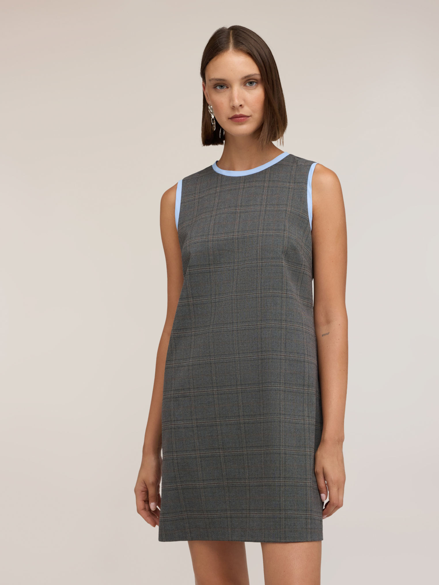 Robe à motif à carreaux avec bordure contrastante, MOTIVI