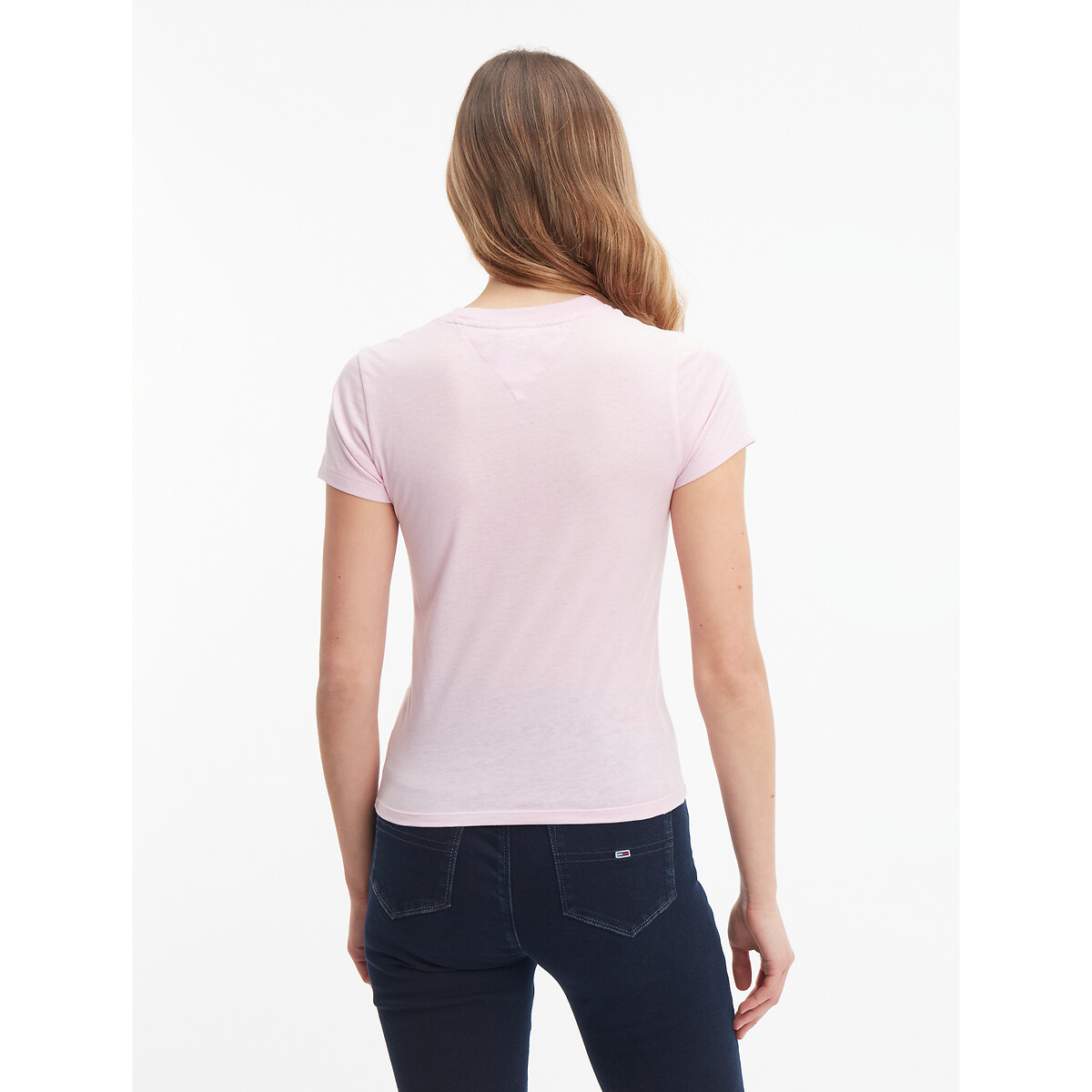 Logo print t shirt in cotton mix with short sleeves light pink