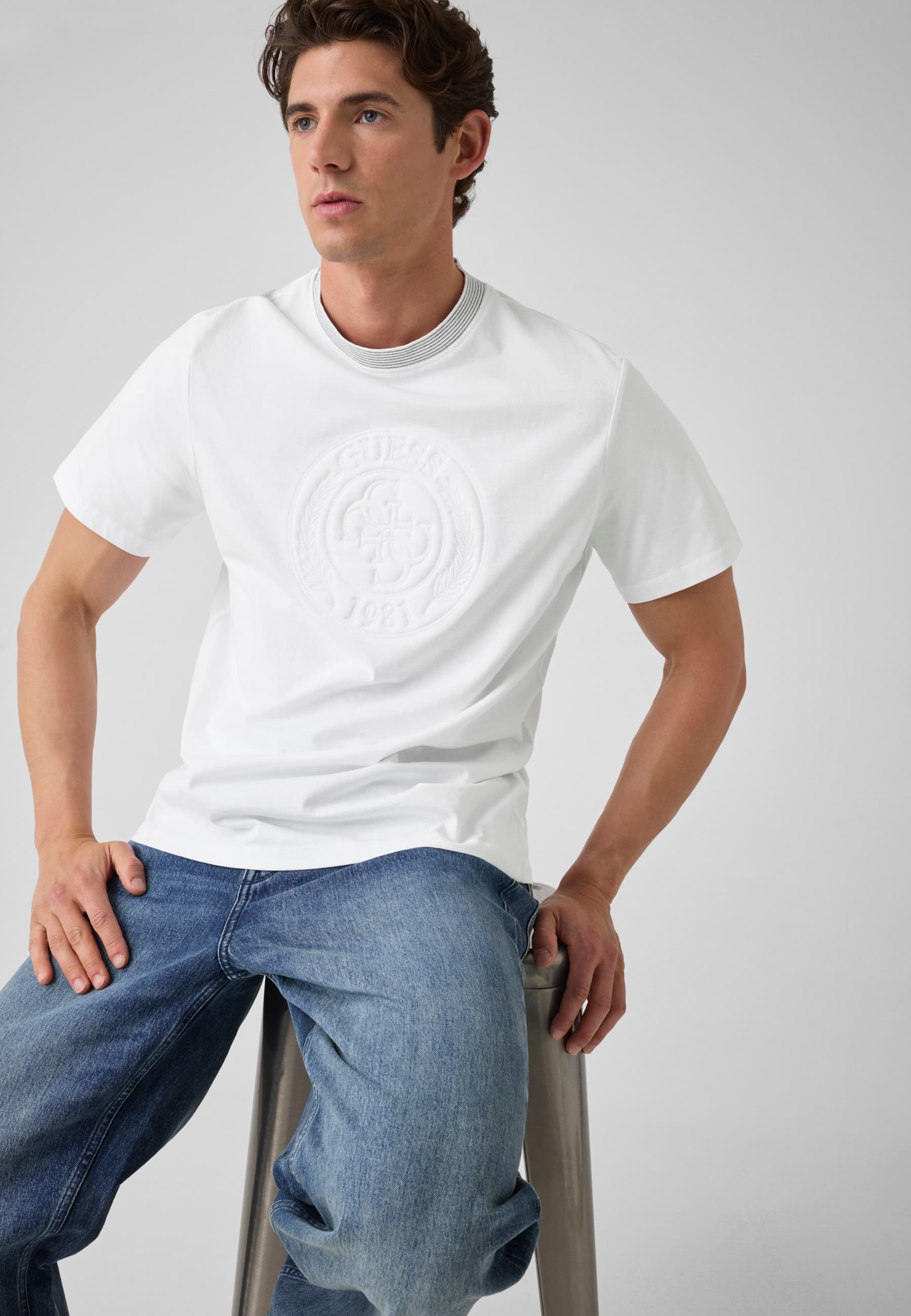 T-Shirt Avec Logo Brodé, GUESS