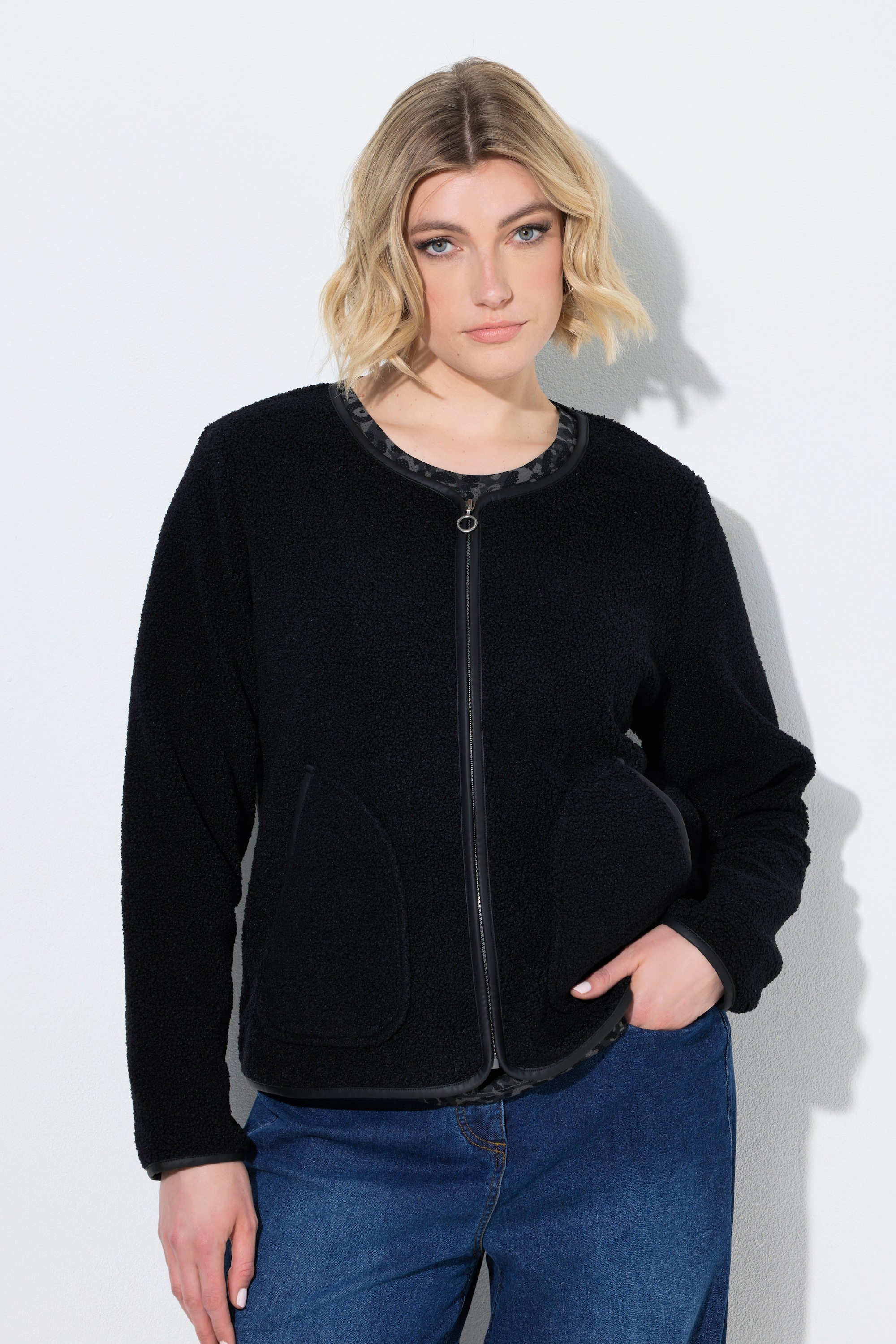 Veste en polaire, passepoil imitation cuir, ULLA POPKEN