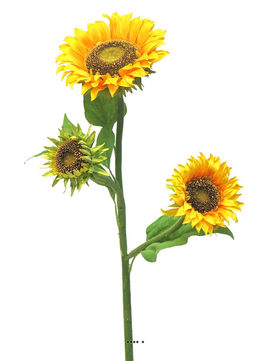 Tournesol artificiel en branche, 2 fleurs, ARTIFICIELLES