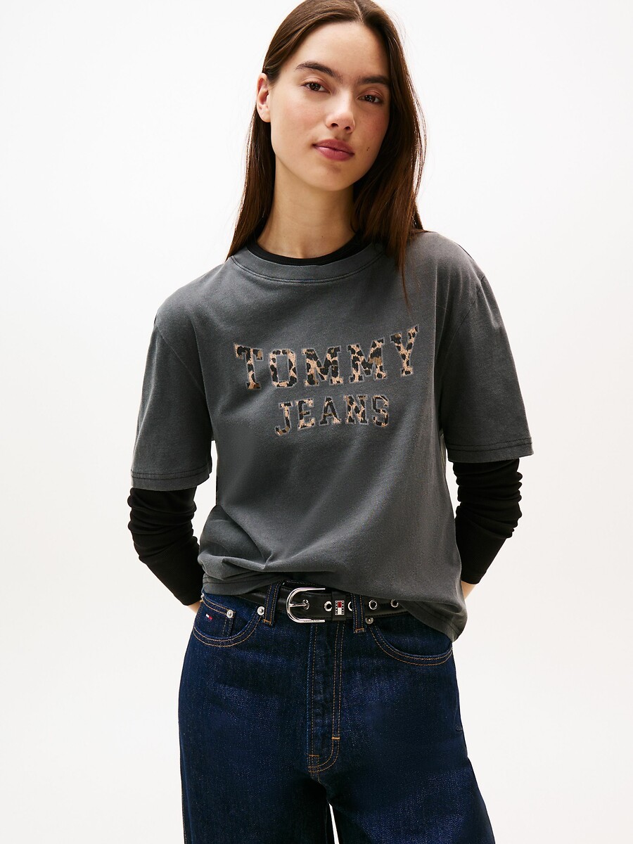 Crew Neck T-Shirt with Short Sleeves, TOMMY JEANS