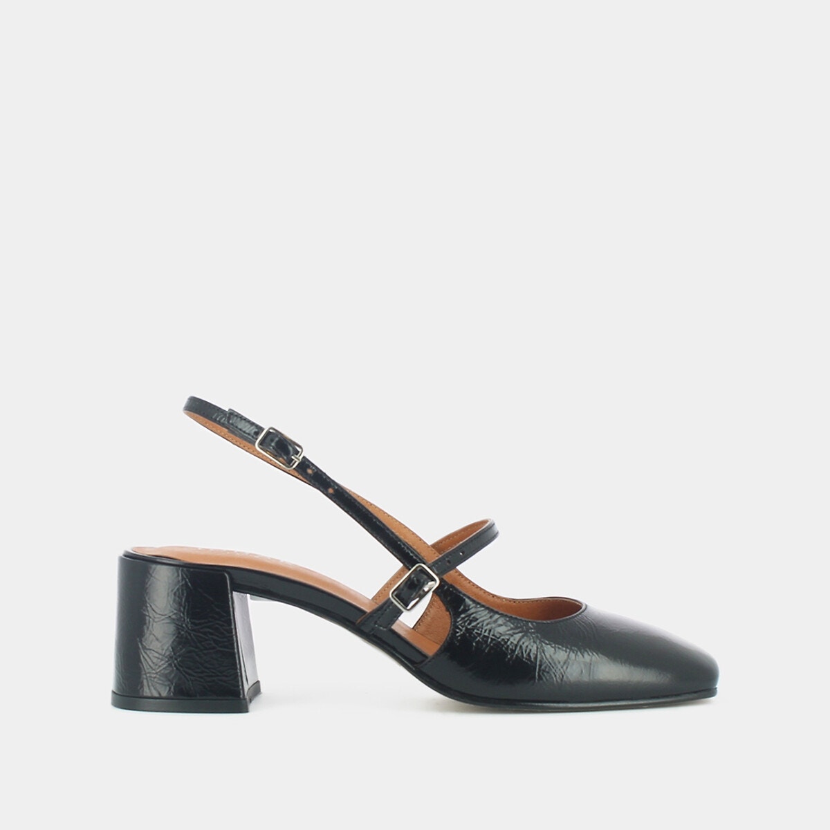 Escarpins talon ouvert en cuir ada noir Jonak La Redoute
