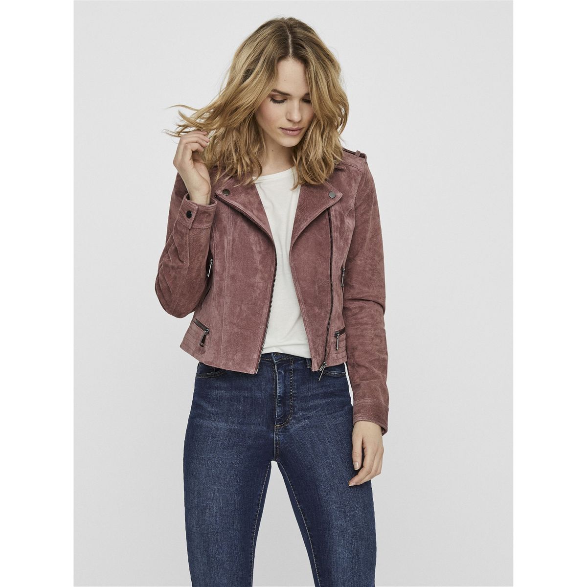 Veste cuir femme discount rose