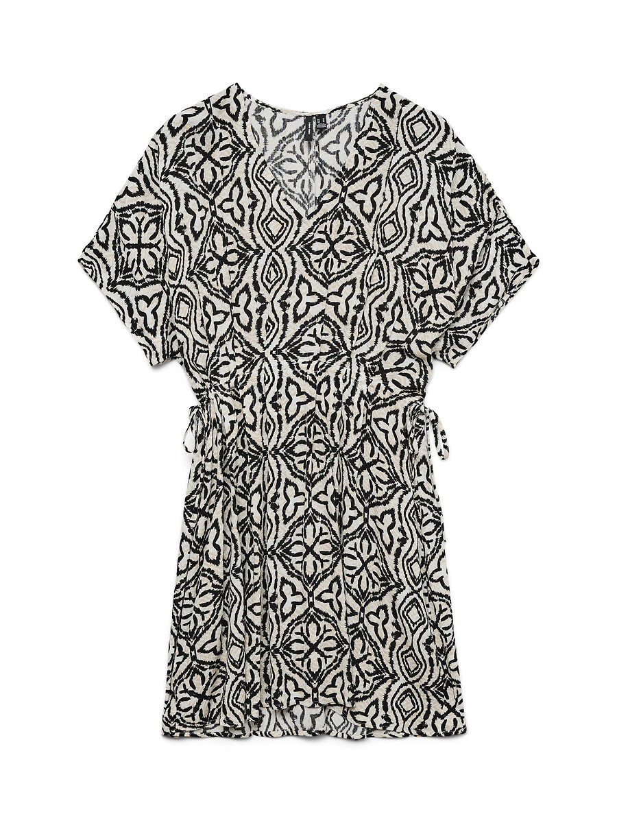 Robe courte imprimée manches courtes col v, VERO MODA