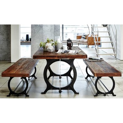 Table à manger style industriel bois recyclé et pieds métal 180x90cm LEEDS PIER IMPORT