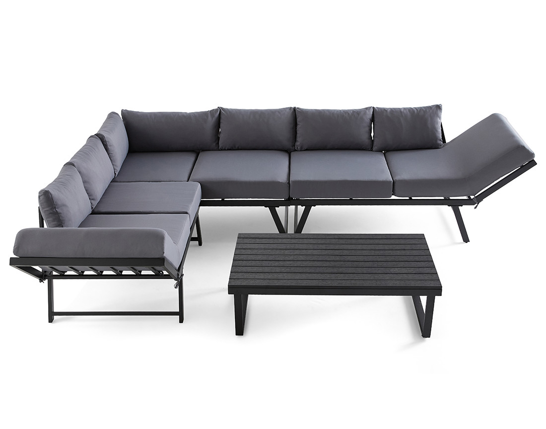 Salon de jardin d'angle en acier 5 places, KONNA, BEST MOBILIER