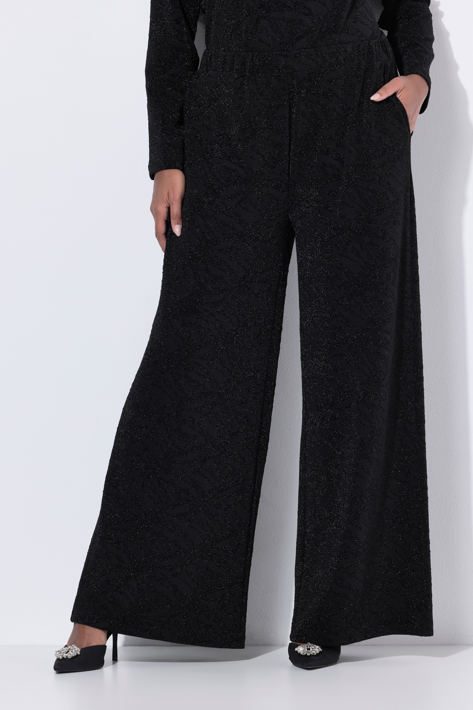 Pantalon jacquard à jambe droite et ceinture, ULLA POPKEN