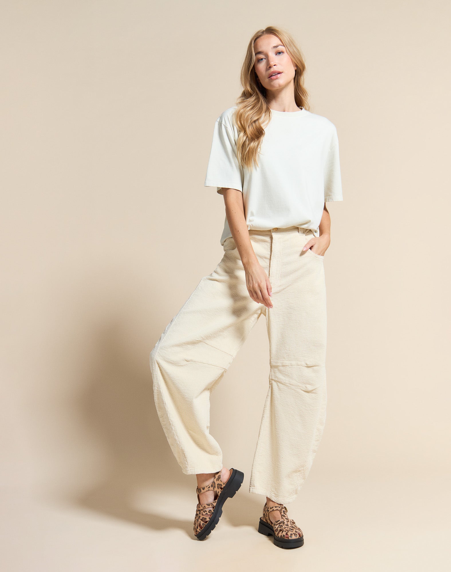 PANTALON BALOON VELOURS CREAM, PULLIN