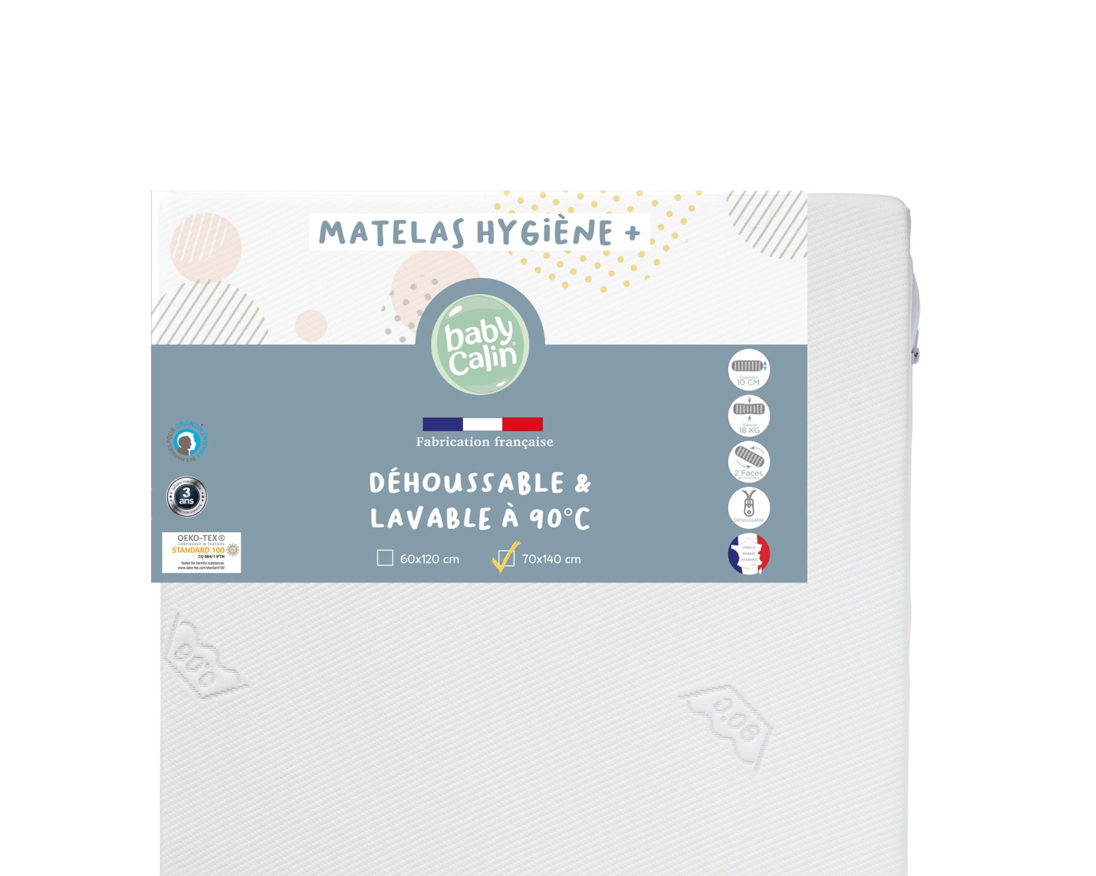 Matelas lit bébé 70 x 140 cm - Blanc, BABYCALIN
