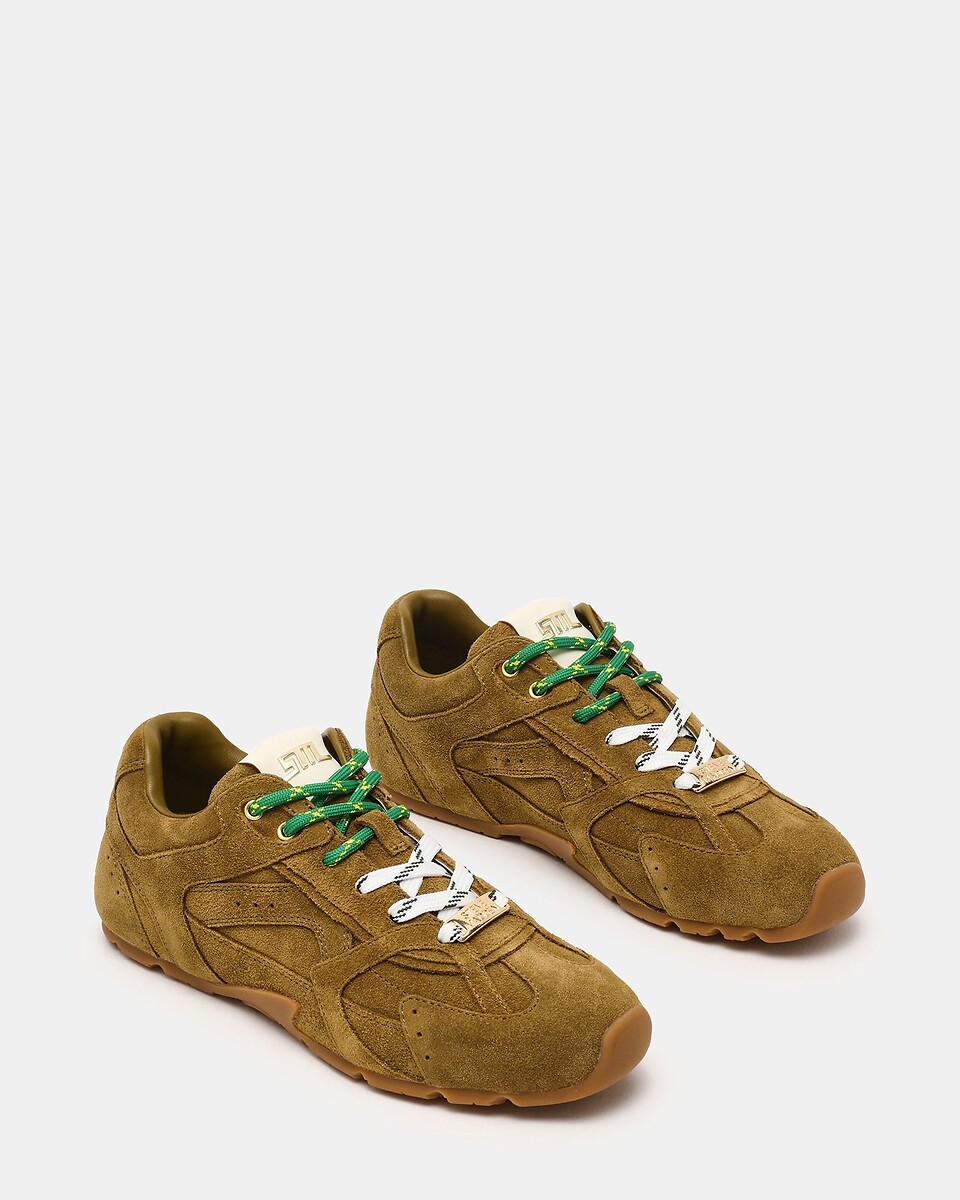 Steve Madden Zapatillas de ante con cordones dobles, ASIEL