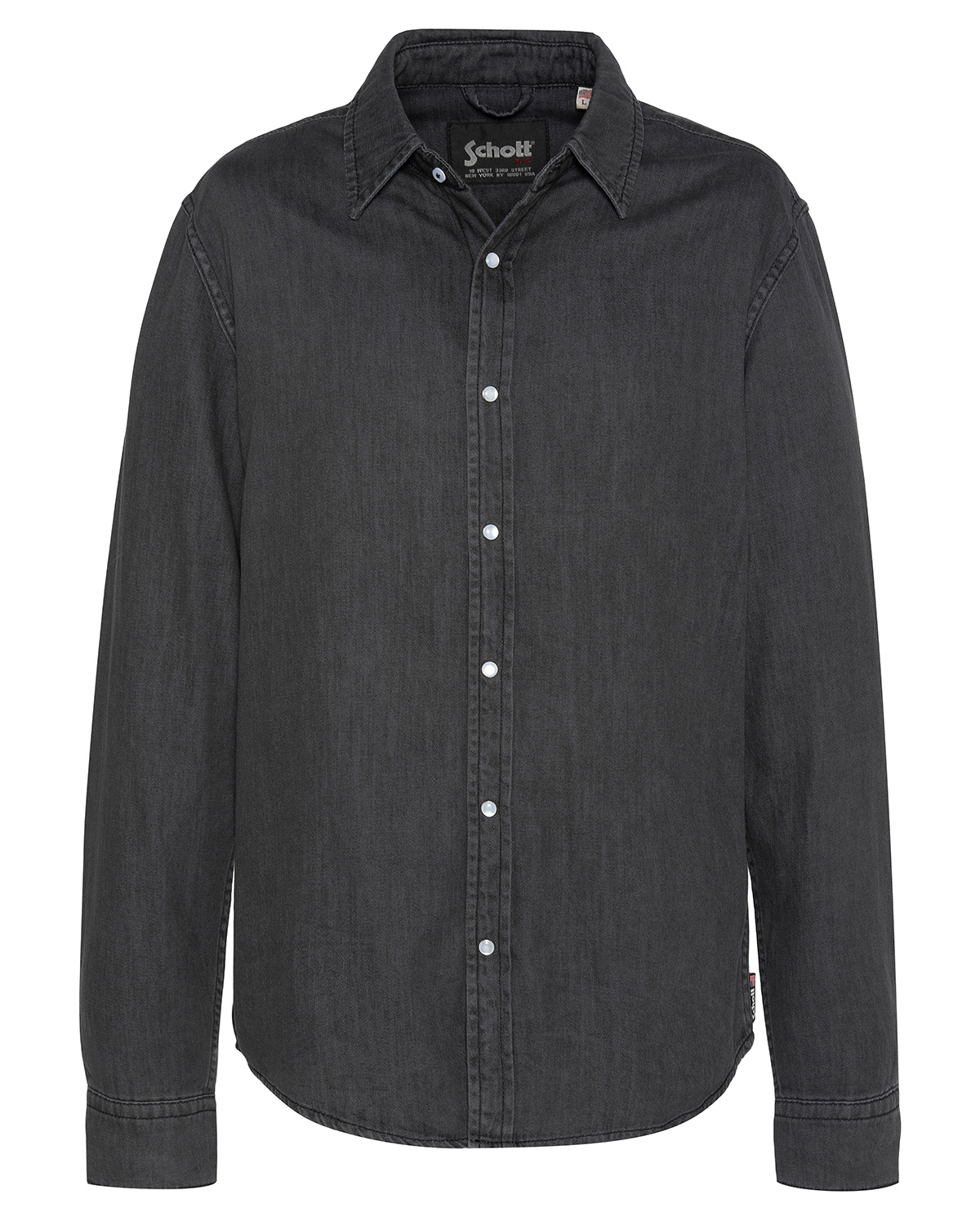 Chemise bleu à manches longues en denim, SCHOTT