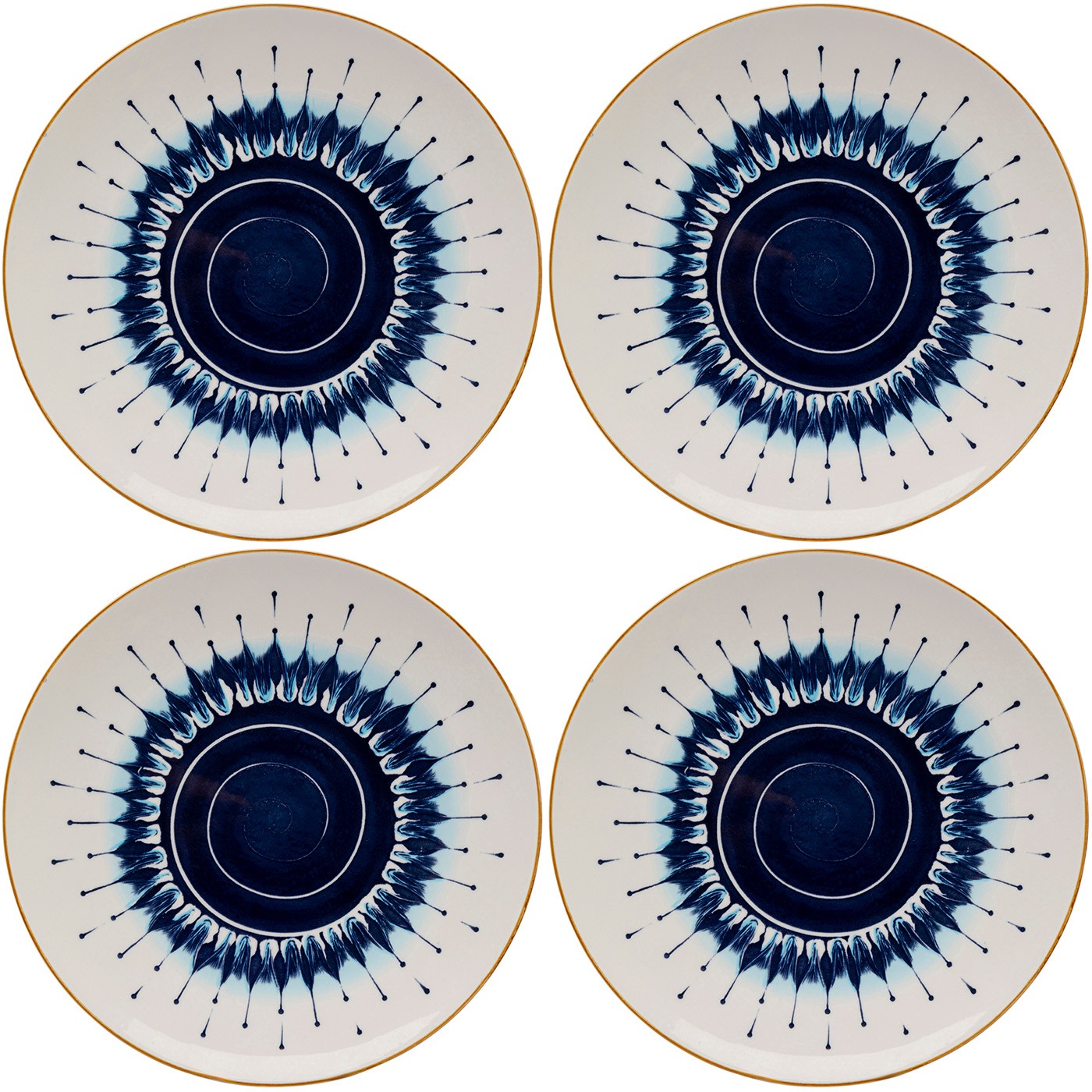 Lot de 4 assiettes plates en porcelaine, DALIA, KARE DESIGN