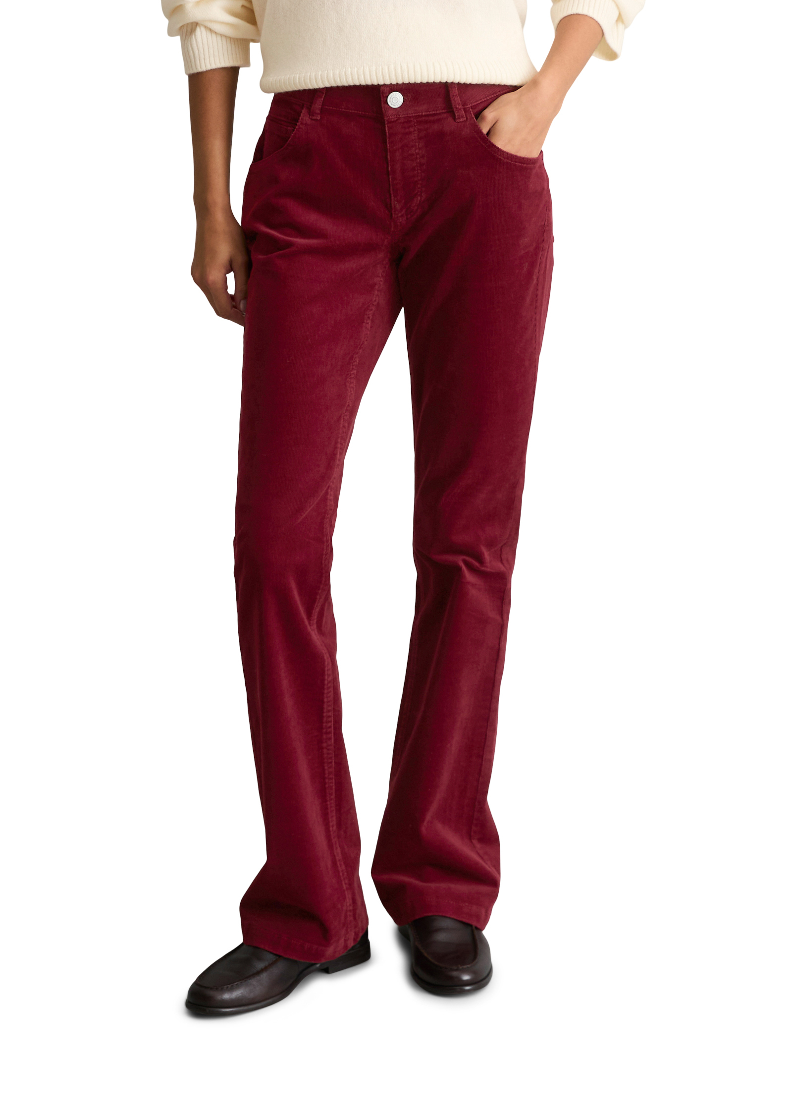 Pantalon en velours côtelé modèle Nella, coupe bootcut en mélange de coton bio extensible, MARC O’POLO DENIM