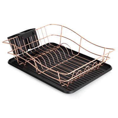Dish Rack with Tray Rose Gold Black TOWER