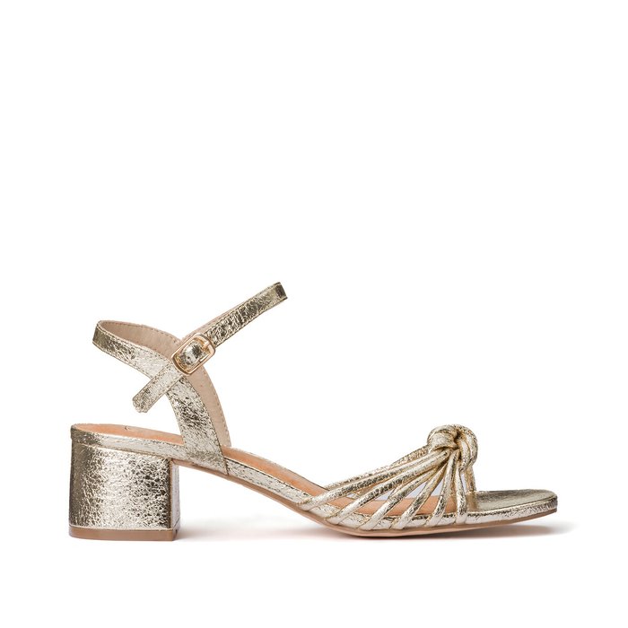 Metallic block heel sandals, gold-coloured, La Redoute Collections | La ...