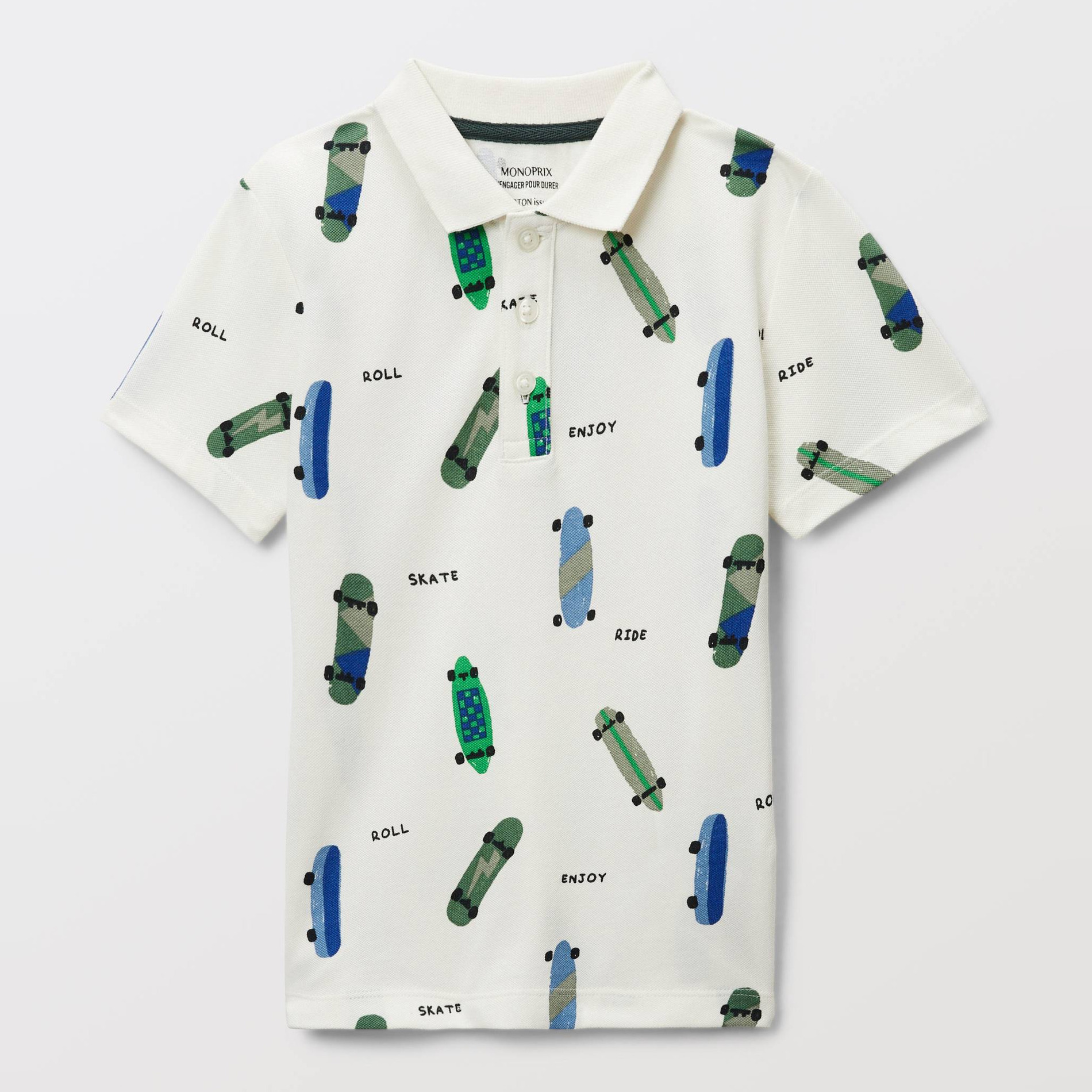 Polo manches courtes imprimé en coton BIO GOTS, MONOPRIX