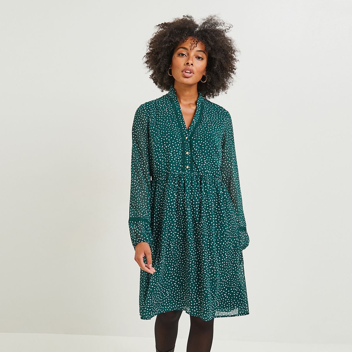 Robe imprim e details macram vert Grain De Malice La Redoute