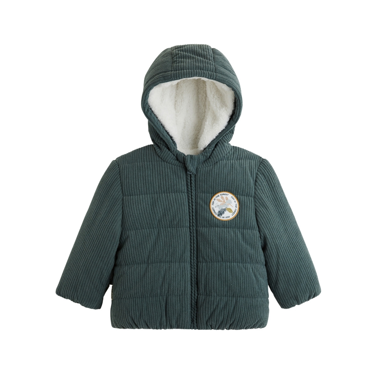 Doudoune bébé en velours côtelé doublée sherpa avec capuche Elliott, PETIT BEGUIN