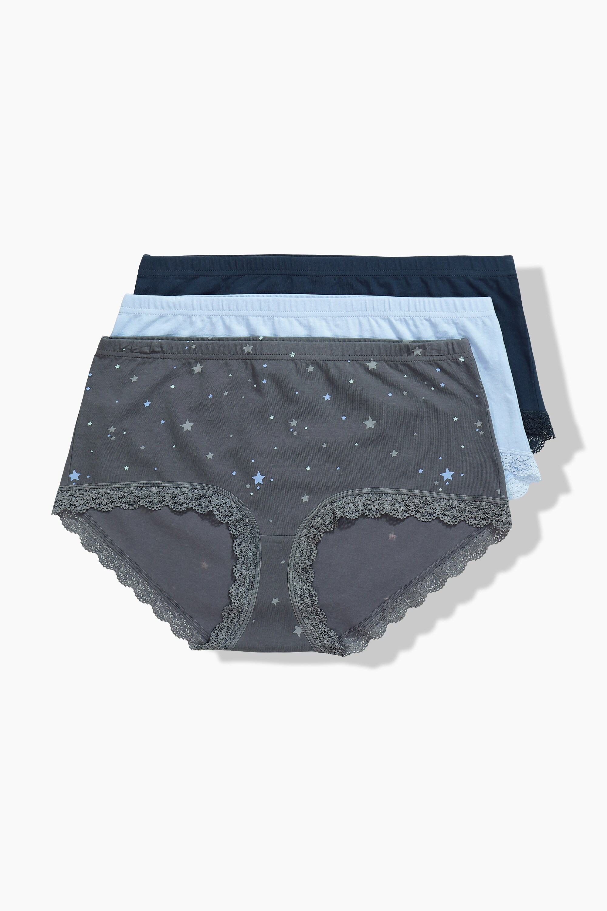 Lot de 3 shorties, étoiles/uni, ULLA POPKEN