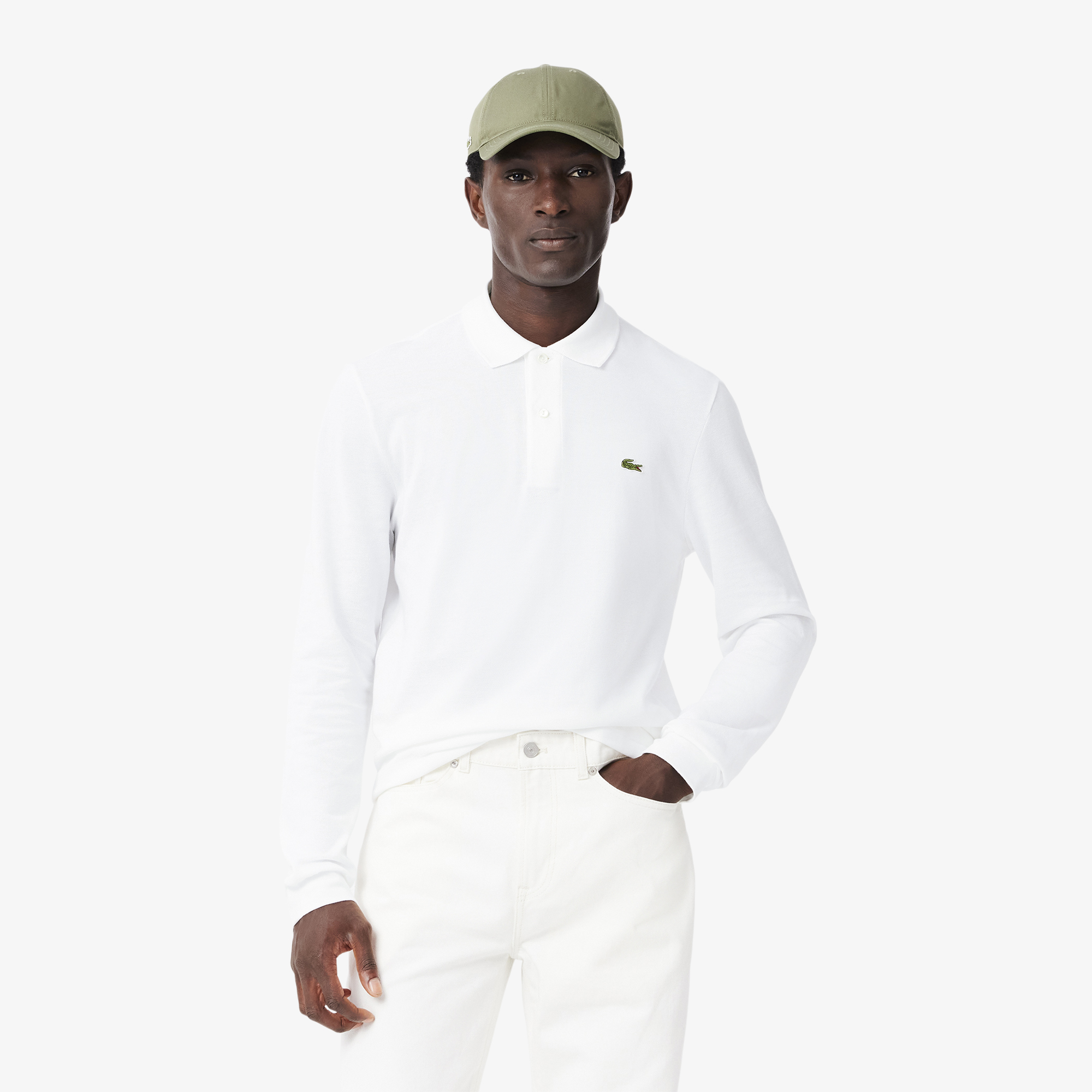 Polo manches longues droit maille piquée, LACOSTE