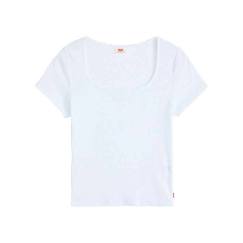 T-shirt en coton blanc uni avec une coupe droite et un col carré, LEVI'S