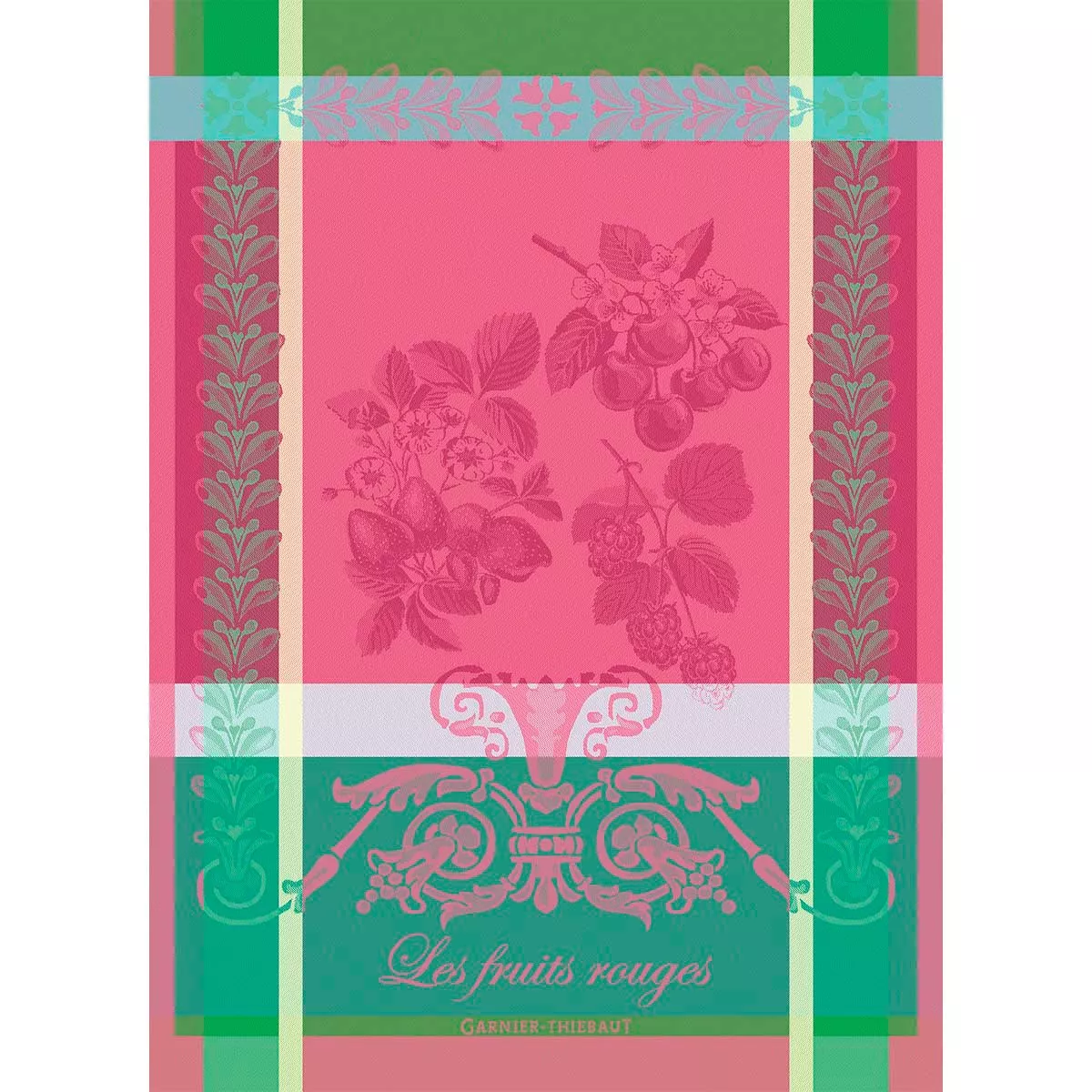 Torchon pur coton LES FRUITS ROUGES, GARNIER THIEBAUT