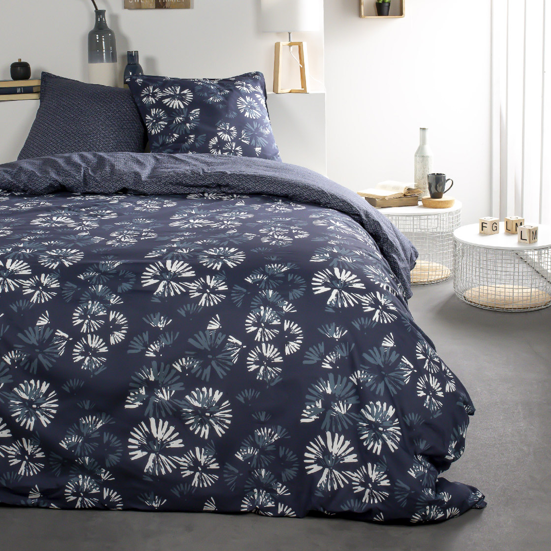 Parure de lit coton 2 personnes imprimé floral SUNSHINE, TODAY