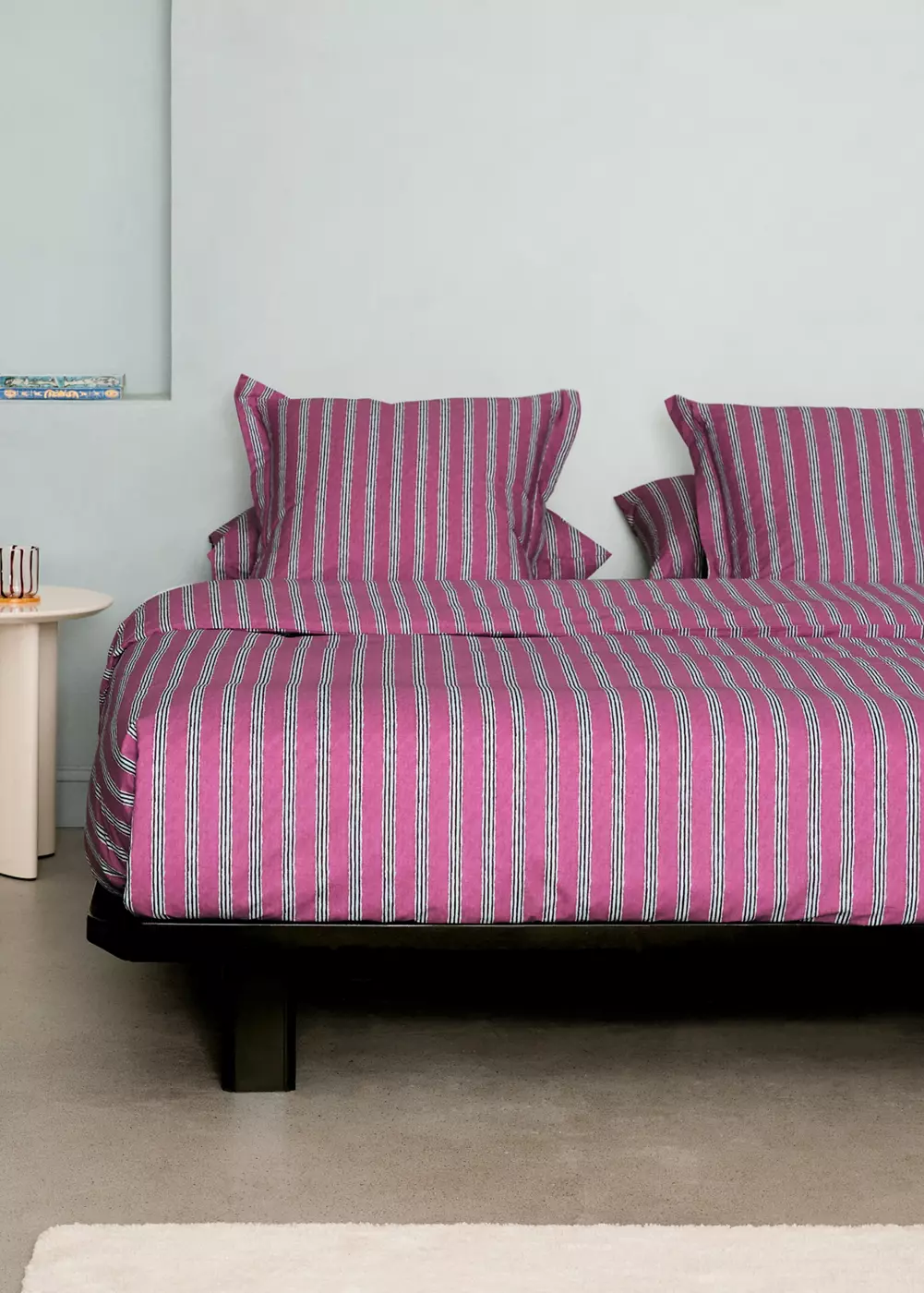 Housse de couette percale de coton rayures tricolores Lit 180/200 cm, MANGO HOME