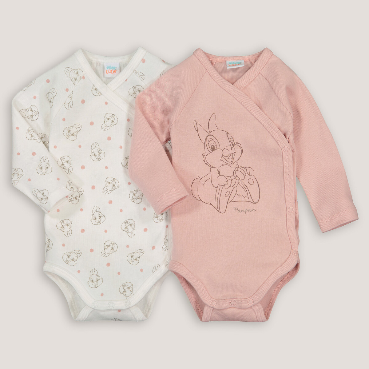 Pack of 2 Thumper Bodysuits in Organic Cotton with Long Sleeves