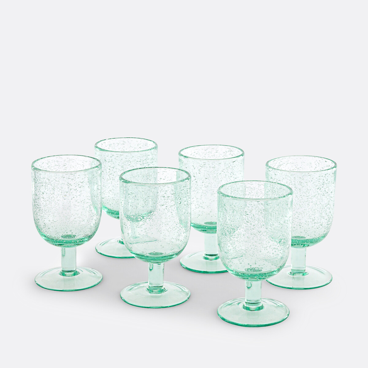 Lot de 6 verres à pied verre bullé, Faraji