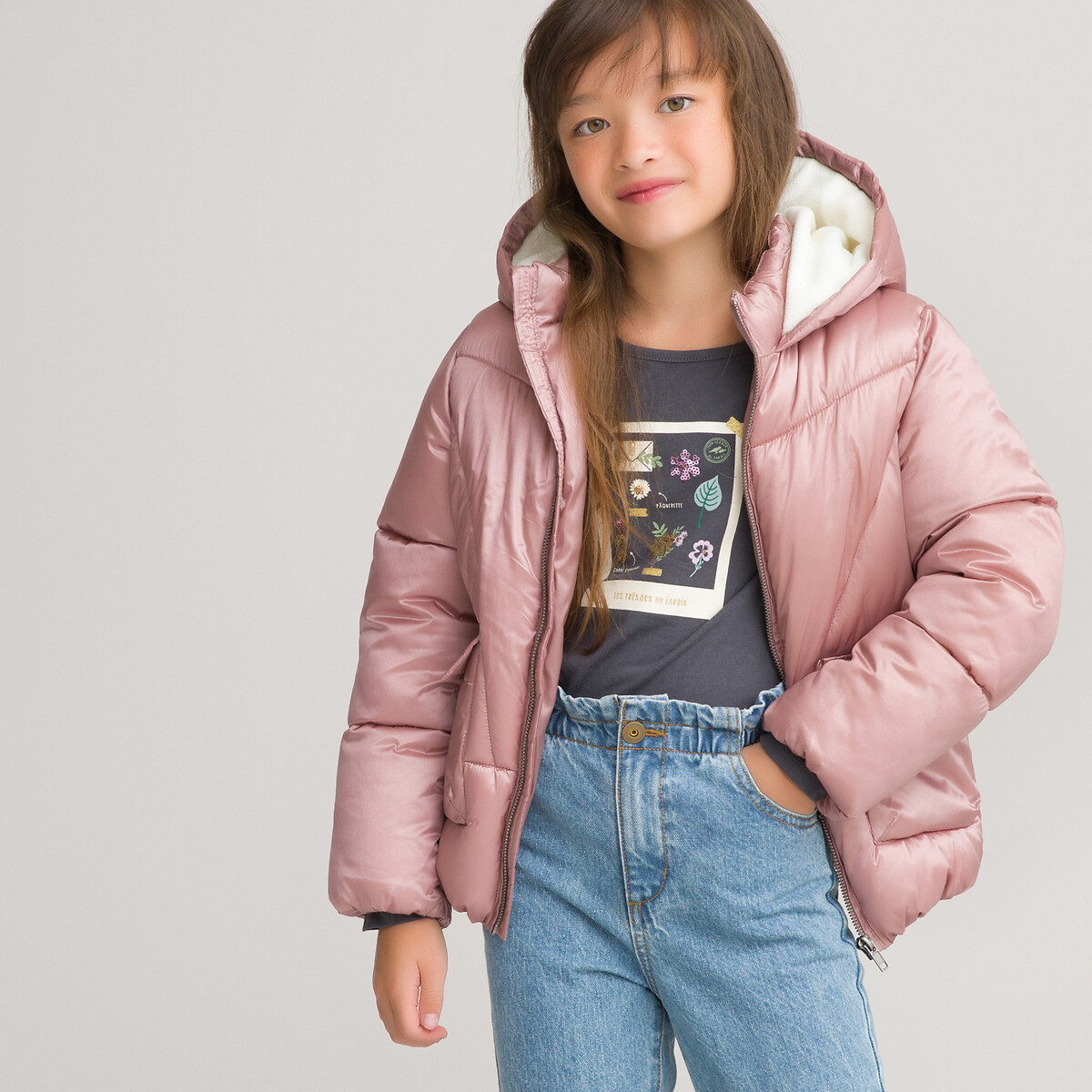 Konkurrencedygtige hvid zoom Vatteret jakke med hætte med mikrofleecefor, 3-12 år pink La Redoute  Collections | La Redoute