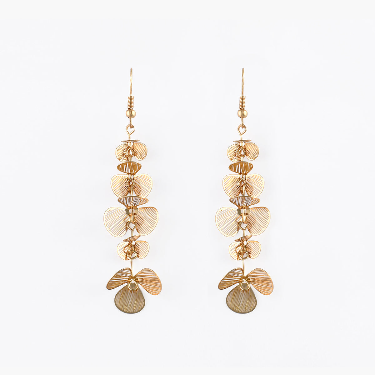 Longues boucles d'oreilles à pétales en filigrane doré, BALABOOSTE