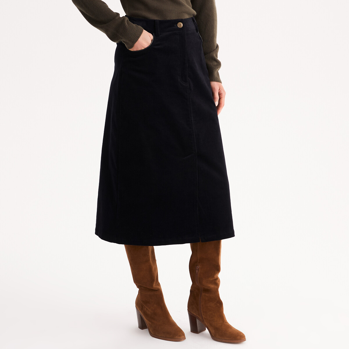 ★MARDI MERCREDI★CORDUROY MIDI SKIRT★大人気★ CORDUROY MIDI SKIRT 燈芯絨特有的紋理能讓服飾別具質感而不單調