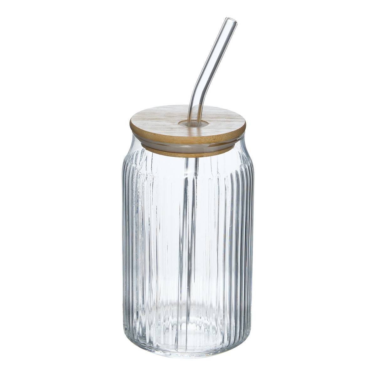 Chope 50 cl en verre avec couvercle en bambou LINE, ATMOSPHERA