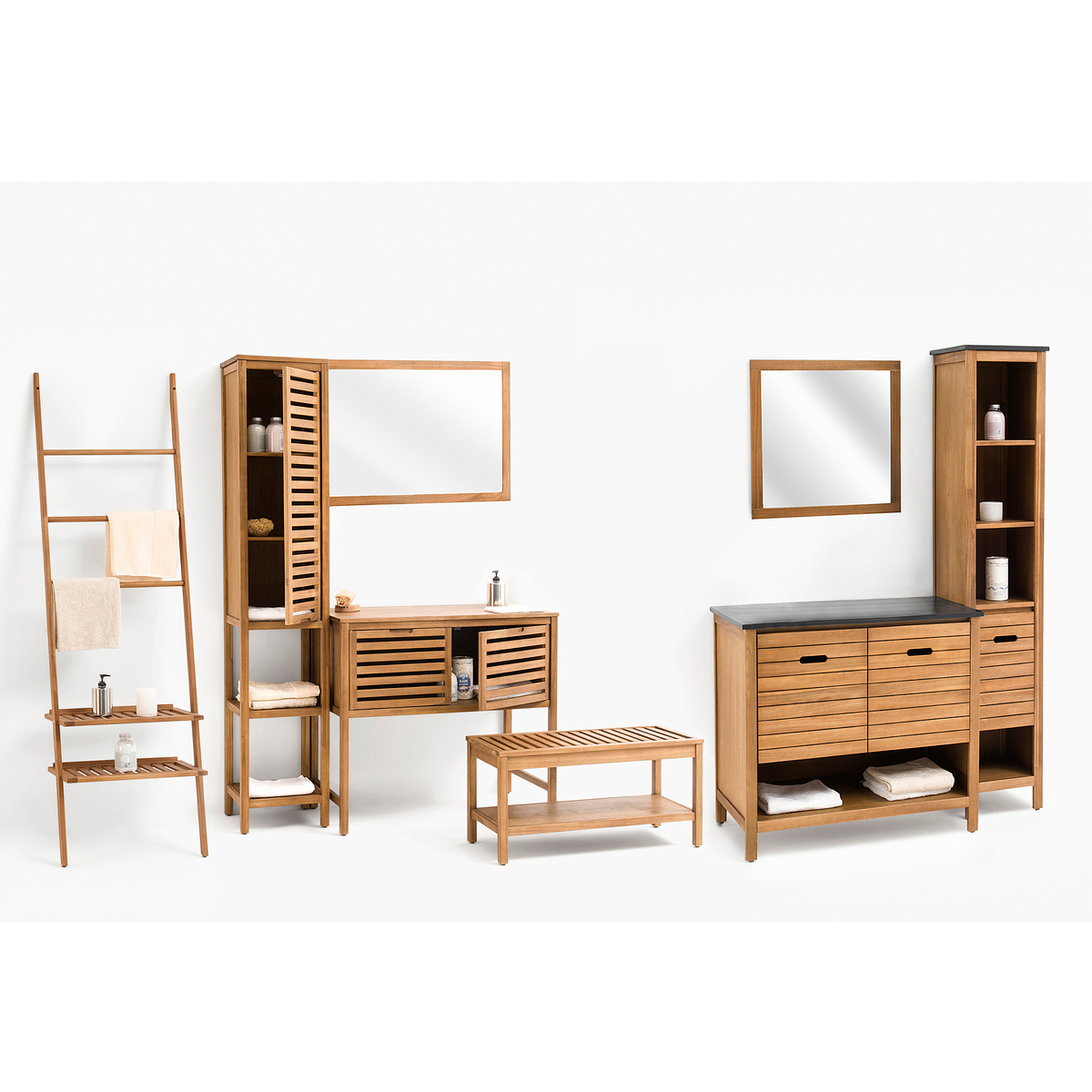 LA REDOUTE INTERIEURS Columna para bao de acacia al aceite SATURNE Beige talla única