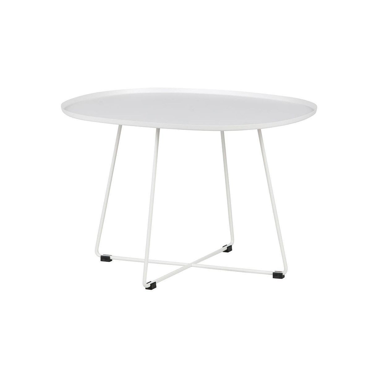 table basse design minimaliste ovale metal blanc siho