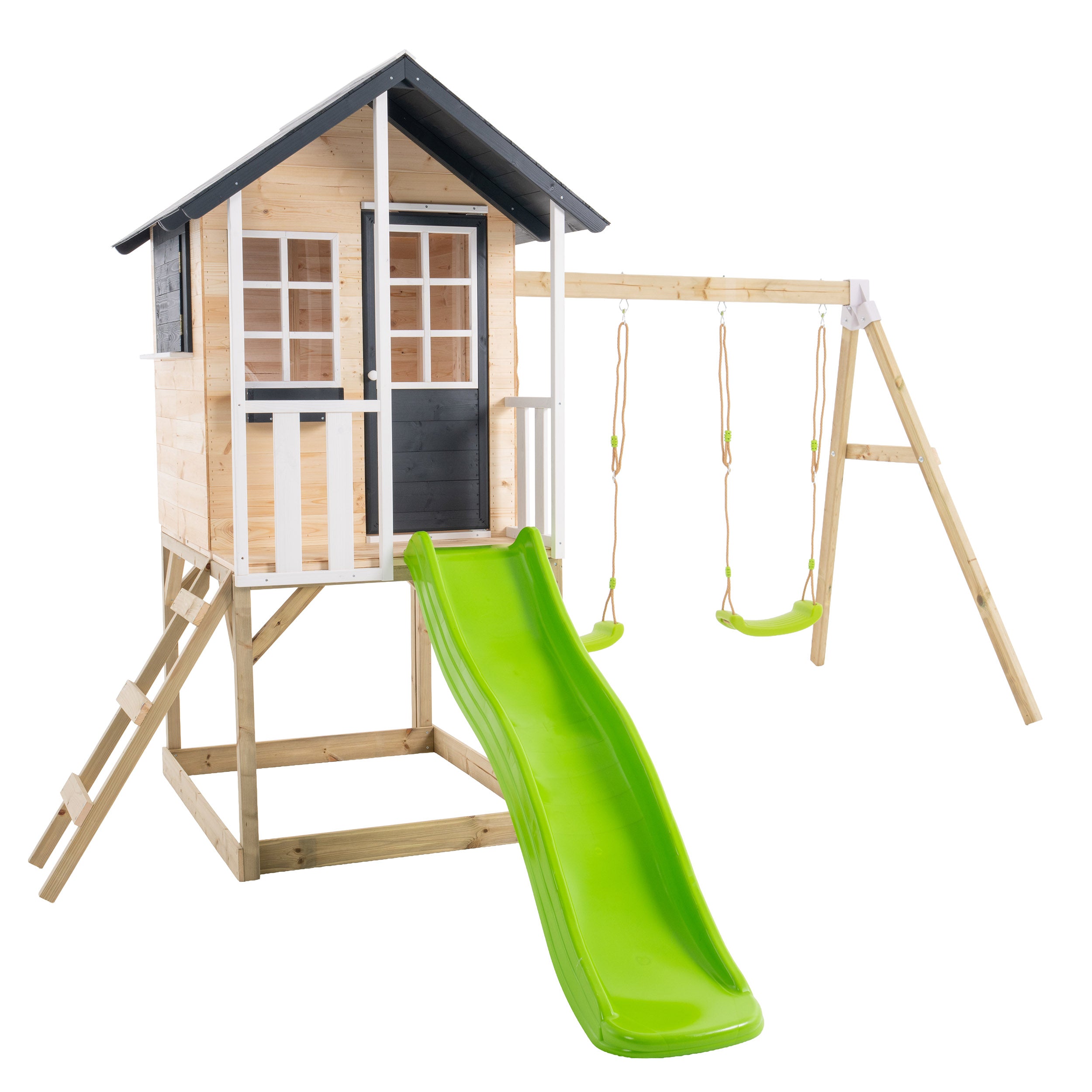 Maisonnette sur pilotis, glissière, 2 balançoires JACINTHES, TP TOYS