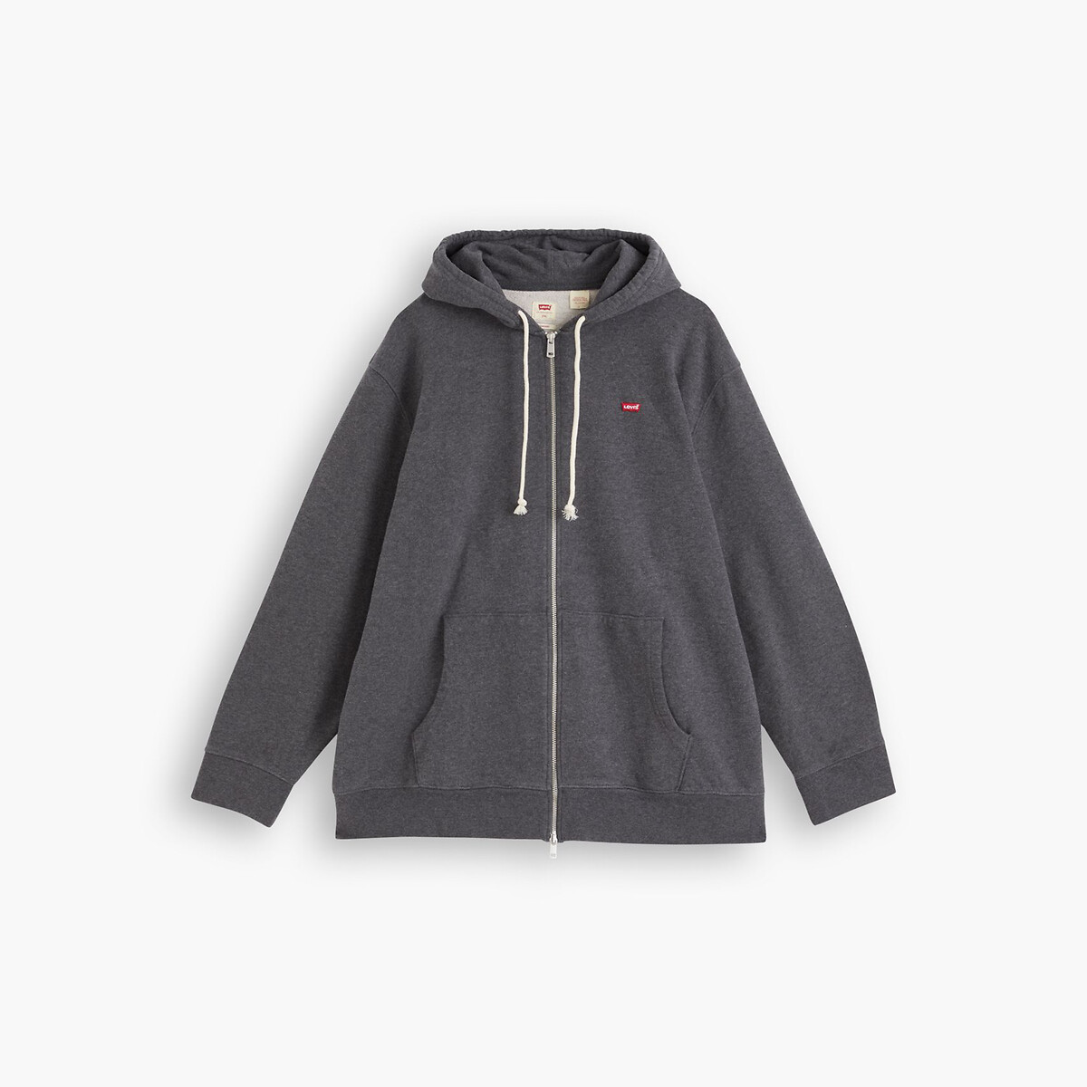 Big & tall hoodie in cotton with zip fastening, grey, Levis Big