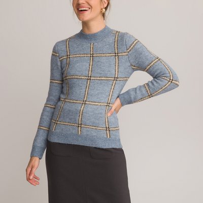 Пуловер с воротником-стойкой из объемного трикотажа ANNE WEYBURN