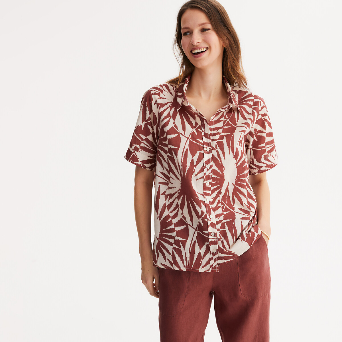 Graphic Print Shirt with Short Sleeves, ANNE WEYBURN
