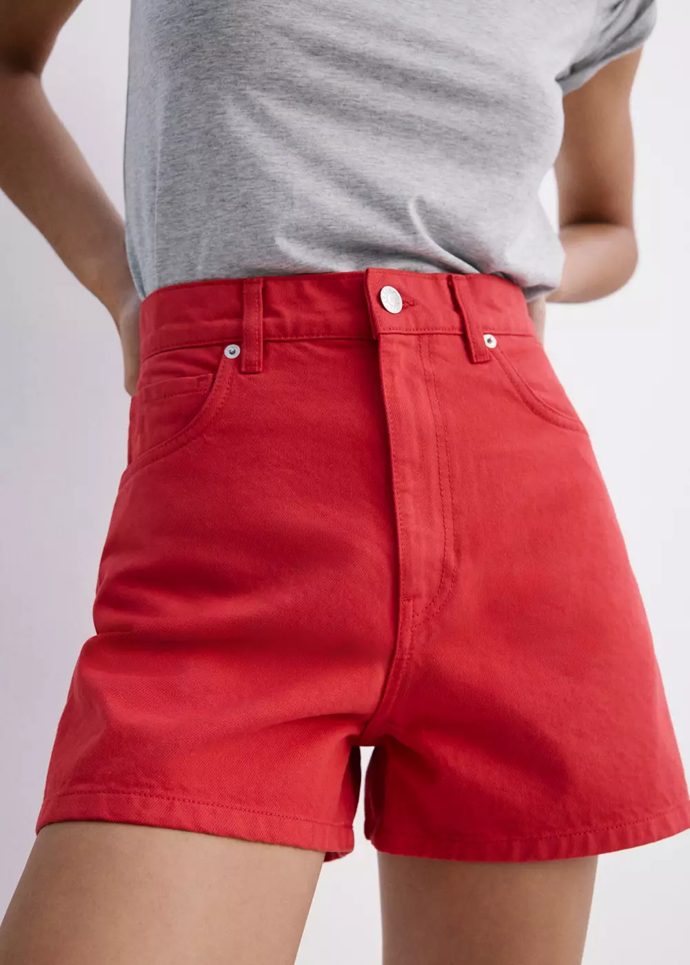 Short jean taille haute, MANGO