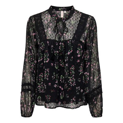Printed Pussy Bow Blouse with Long Sleeves ONLY PETITE